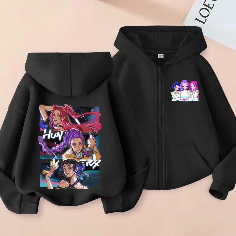 Kpop Dämonenjäger Lustige Zip-Up Sweatshirts Hoodie Kinderkleidung Kind Mädchen Junge Sweatshirt Reißverschluss Kapuzenpullover Baby Freizeit-Tops 120 von Joom DACH