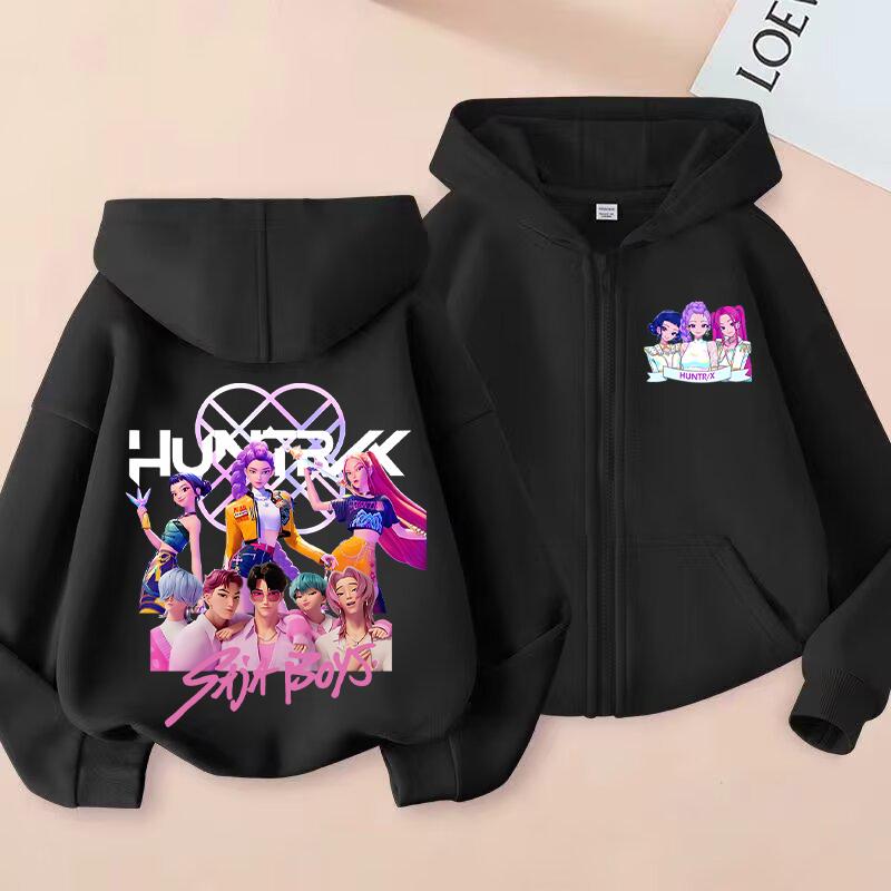 Kpop Dämonenjäger Lustige Zip-Up Sweatshirts Hoodie Kinderkleidung Kind Mädchen Junge Sweatshirt Reißverschluss Kapuzenpullover Baby Freizeit-Tops 120 von Joom DACH