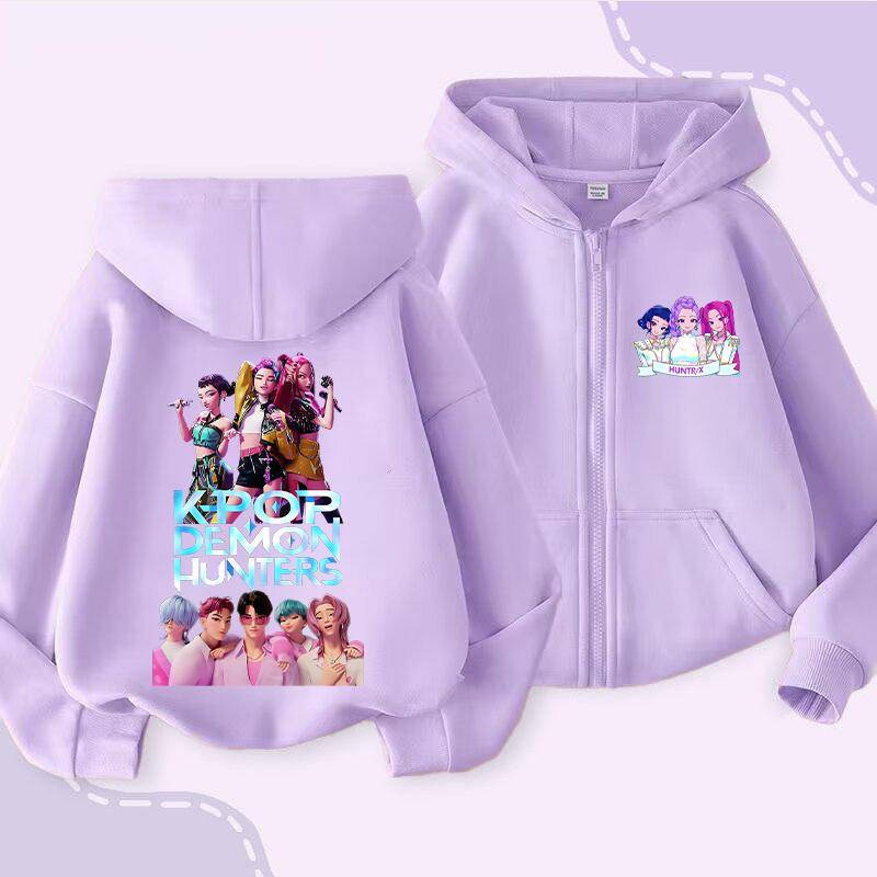 Kpop Dämonenjäger Lustige Zip-Up Sweatshirts Hoodie Kinderkleidung Kind Mädchen Junge Sweatshirt Reißverschluss Kapuzenpullover Baby Freizeit-Tops 130 von Joom DACH