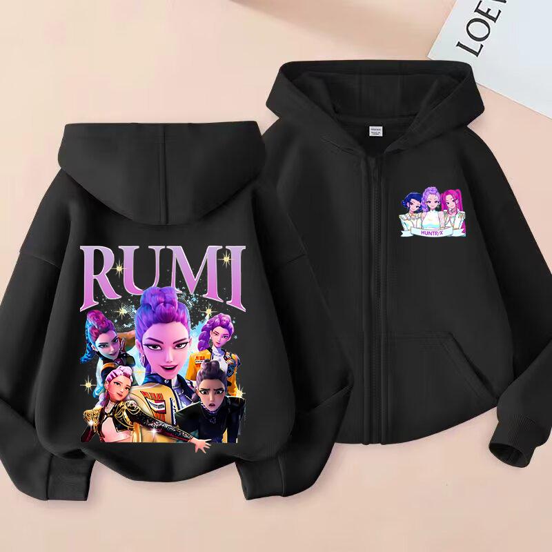 Kpop Dämonenjäger Lustige Zip-Up Sweatshirts Hoodie Kinderkleidung Kind Mädchen Junge Sweatshirt Reißverschluss Kapuzenpullover Baby Freizeit-Tops 130 von Joom DACH