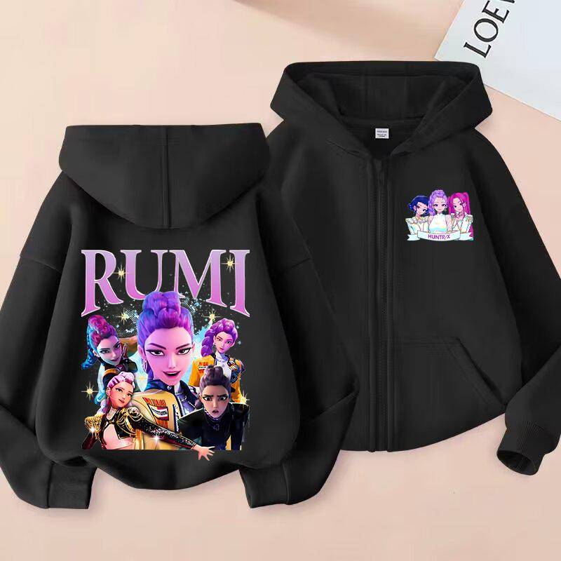 Kpop Dämonenjäger Lustige Zip-Up Sweatshirts Hoodie Kinderkleidung Kind Mädchen Junge Sweatshirt Reißverschluss Kapuzenpullover Baby Freizeit-Tops 130 von Joom DACH