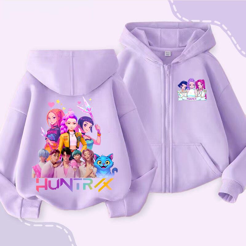 Kpop Dämonenjäger Lustige Zip-Up Sweatshirts Hoodie Kinderkleidung Kind Mädchen Junge Sweatshirt Reißverschluss Kapuzenpullover Baby Freizeit-Tops 130 von Joom DACH