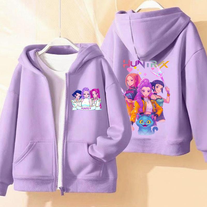 Kpop Dämonenjäger Lustige Zip-Up Sweatshirts Hoodie Kinderkleidung Kind Mädchen Junge Sweatshirt Reißverschluss Kapuzenpullover Baby Freizeit-Tops 140 von Joom DACH