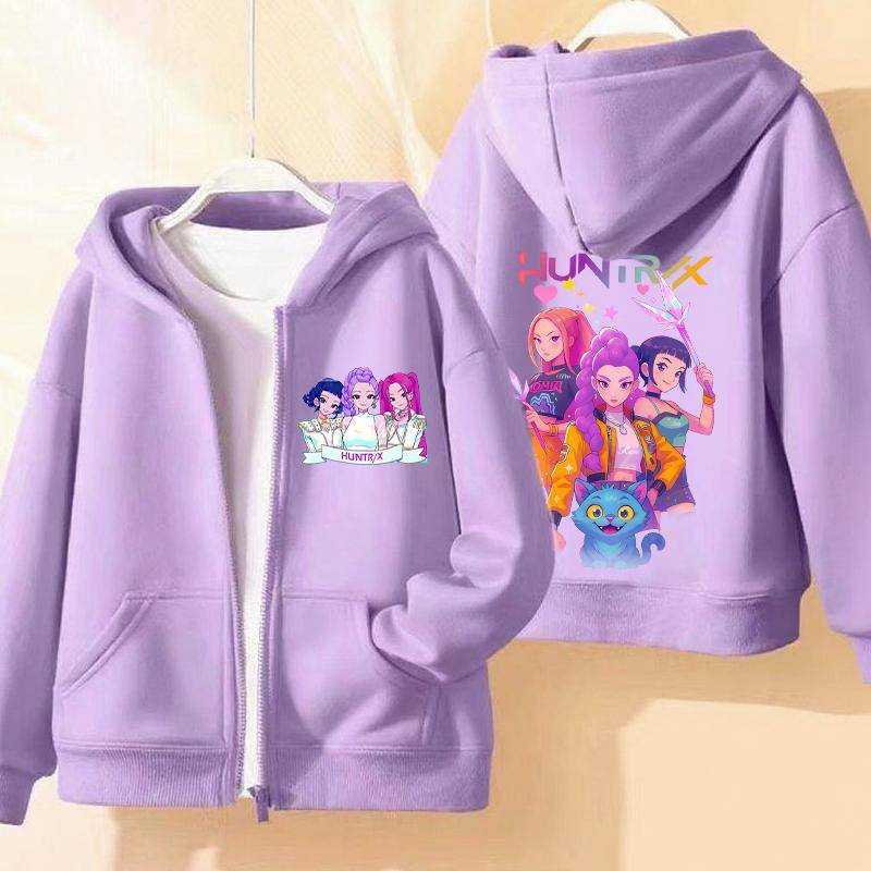 Kpop Dämonenjäger Lustige Zip-Up Sweatshirts Hoodie Kinderkleidung Kind Mädchen Junge Sweatshirt Reißverschluss Kapuzenpullover Baby Freizeit-Tops 140 von Joom DACH