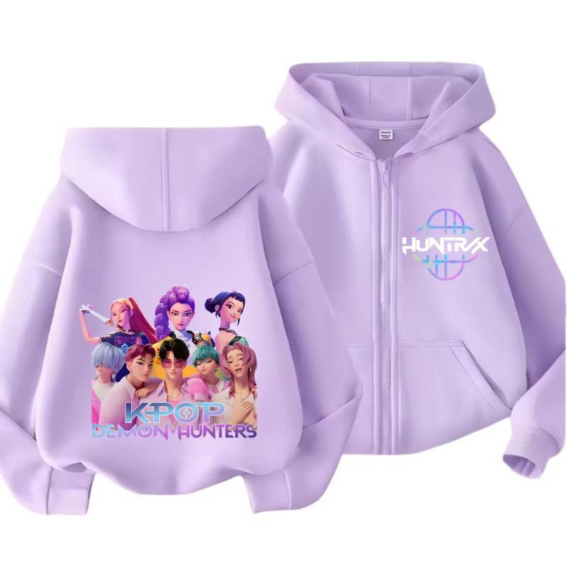 Kpop Dämonenjäger Reißverschluss-Hoodie Kinder Huntrix Rumi Zoey Cartoon Mode Reißverschluss-Sweatshirt Junge Mädchen Freizeit-Oberteile Kinderkleidung Geschenk 110 von Joom DACH