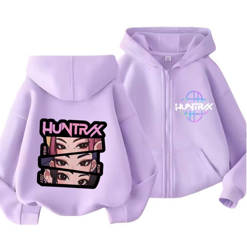 Kpop Dämonenjäger Reißverschluss-Hoodie Kinder Huntrix Rumi Zoey Cartoon Mode Reißverschluss-Sweatshirt Junge Mädchen Freizeit-Oberteile Kinderkleidung Geschenk 120 von Joom DACH