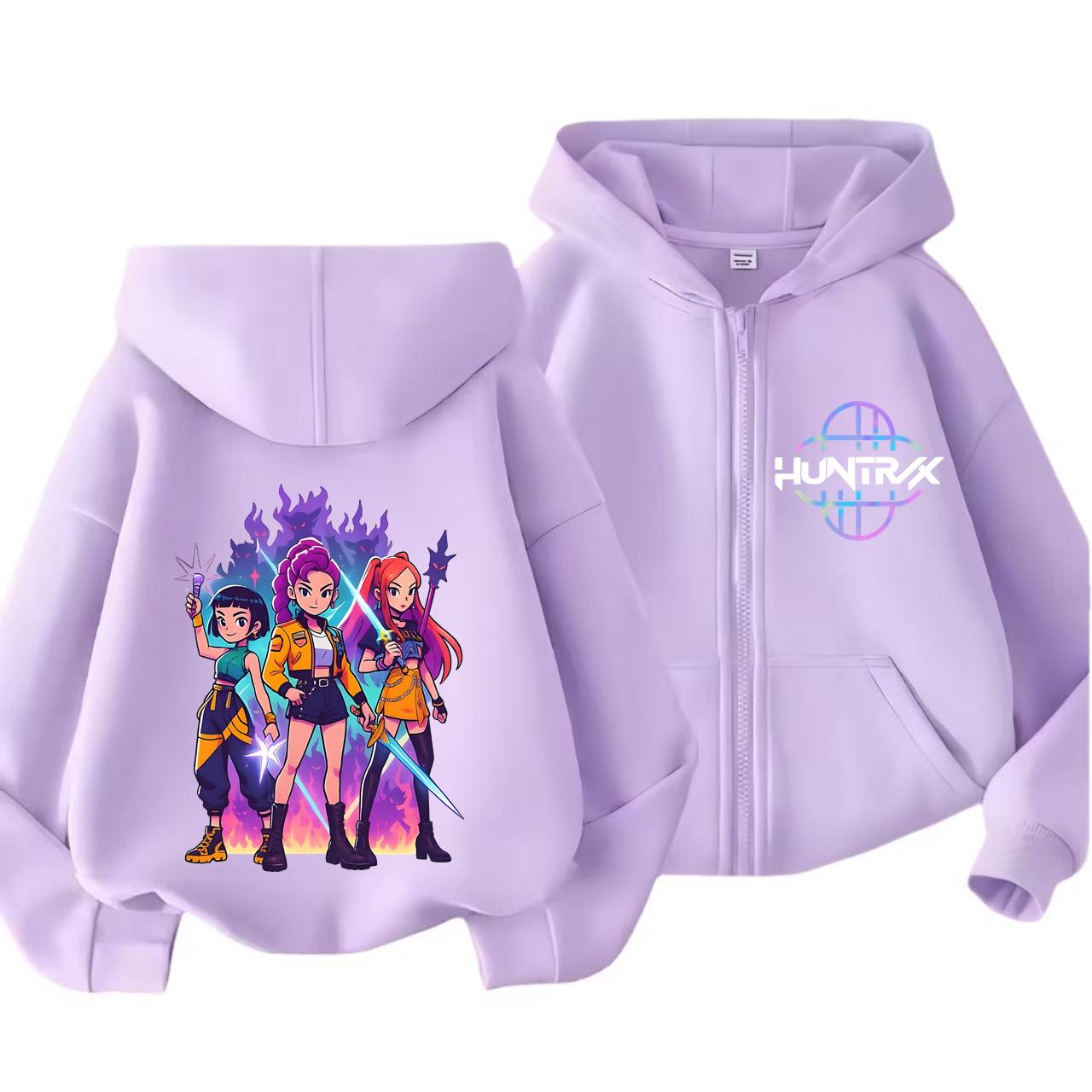 Kpop Dämonenjäger Reißverschluss-Hoodie Kinder Huntrix Rumi Zoey Cartoon Mode Reißverschluss-Sweatshirt Junge Mädchen Freizeit-Oberteile Kinderkleidung Geschenk 120 von Joom DACH