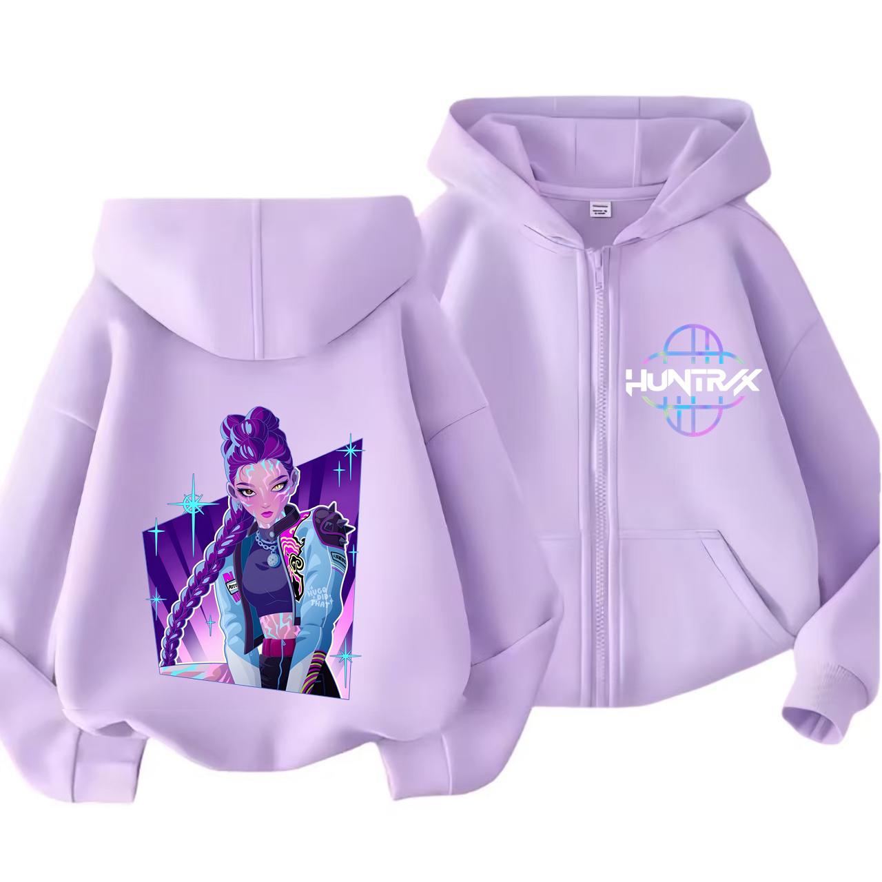 Kpop Dämonenjäger Reißverschluss-Hoodie Kinder Huntrix Rumi Zoey Cartoon Mode Reißverschluss-Sweatshirt Junge Mädchen Freizeit-Oberteile Kinderkleidung Geschenk 130 von Joom DACH