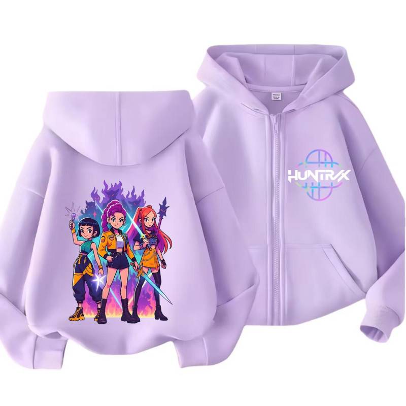 Kpop Dämonenjäger Reißverschluss-Hoodie Kinder Huntrix Rumi Zoey Cartoon Mode Reißverschluss-Sweatshirt Junge Mädchen Freizeit-Oberteile Kinderkleidung Geschenk 140 von Joom DACH