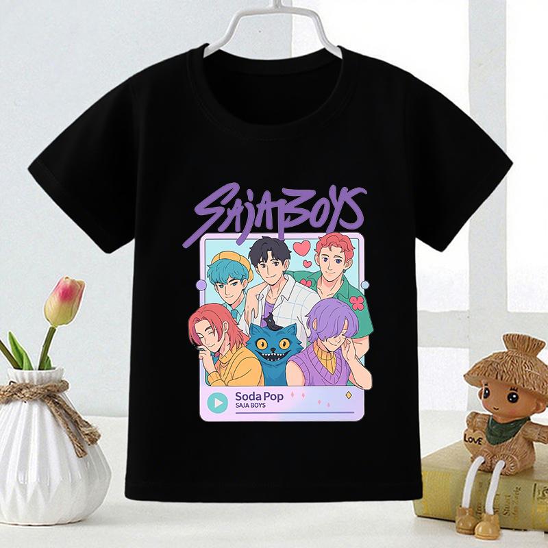 Kpop Dämonenjäger Saja Boys Print Mode Kinder T-Shirt Mädchen Sommer Tops Baby Jungen Kleidung Schwarz Kinder Kurzarm T-Shirts 110 von Joom DACH