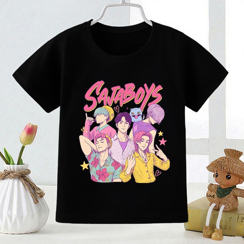 Kpop Dämonenjäger Saja Boys Print Mode Kinder T-Shirt Mädchen Sommer Tops Baby Jungen Kleidung Schwarz Kinder Kurzarm T-Shirts 120 von Joom DACH