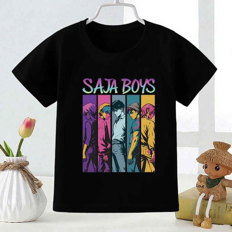 Kpop Dämonenjäger Saja Boys Print Mode Kinder T-Shirt Mädchen Sommer Tops Baby Jungen Kleidung Schwarz Kinder Kurzarm T-Shirts 130 von Joom DACH