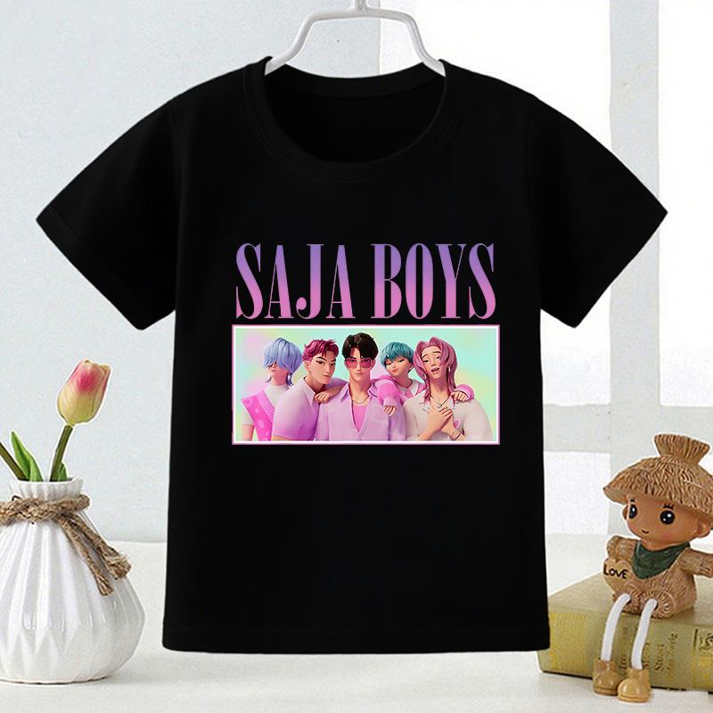 Kpop Dämonenjäger Saja Boys Print Mode Kinder T-Shirt Mädchen Sommer Tops Baby Jungen Kleidung Schwarz Kinder Kurzarm T-Shirts 140 von Joom DACH