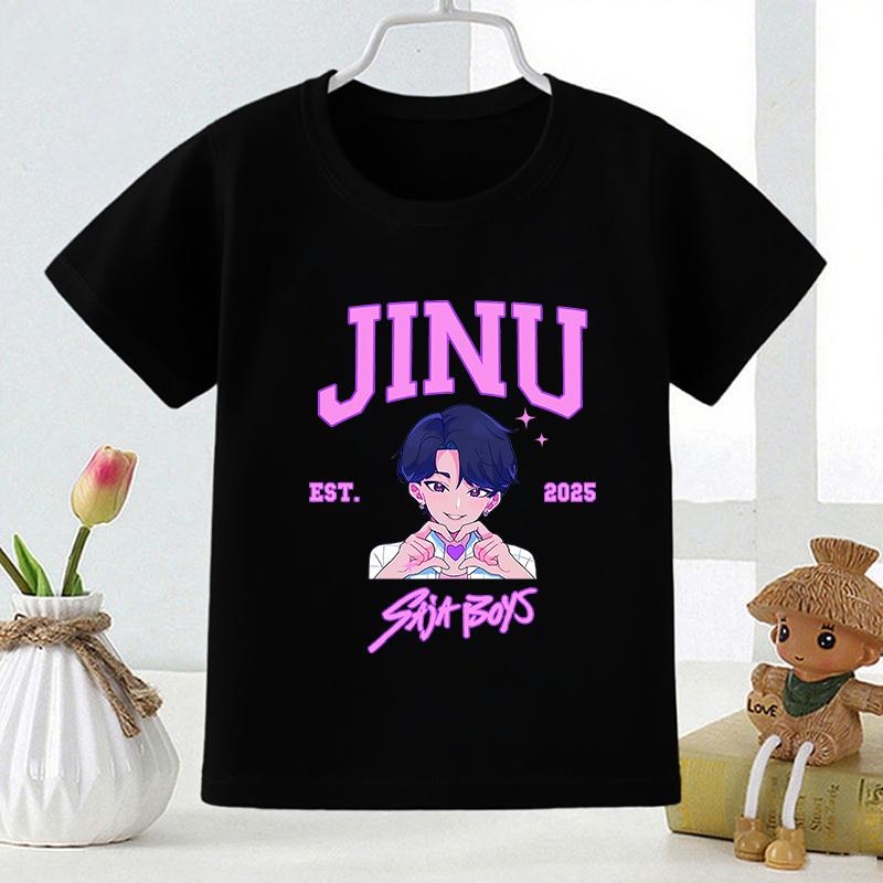 Kpop Dämonenjäger Saja Boys Print Mode Kinder T-Shirt Mädchen Sommer Tops Baby Jungen Kleidung Schwarz Kinder Kurzarm T-Shirts 140 von Joom DACH