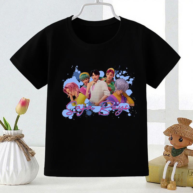 Kpop Dämonenjäger Saja Boys Print Mode Kinder T-Shirt Mädchen Sommer Tops Baby Jungen Kleidung Schwarz Kinder Kurzarm T-Shirts 150 von Joom DACH
