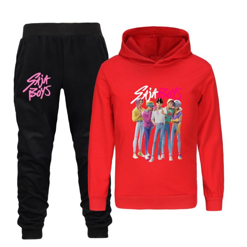 Kpop Hexenjagd Team Saja Jungen Kinder Hoodie Freizeitset Bequem Vielseitig Modische Oberbekleidung Niedlicher Stil Hoodie Set 130 rot von Joom DACH