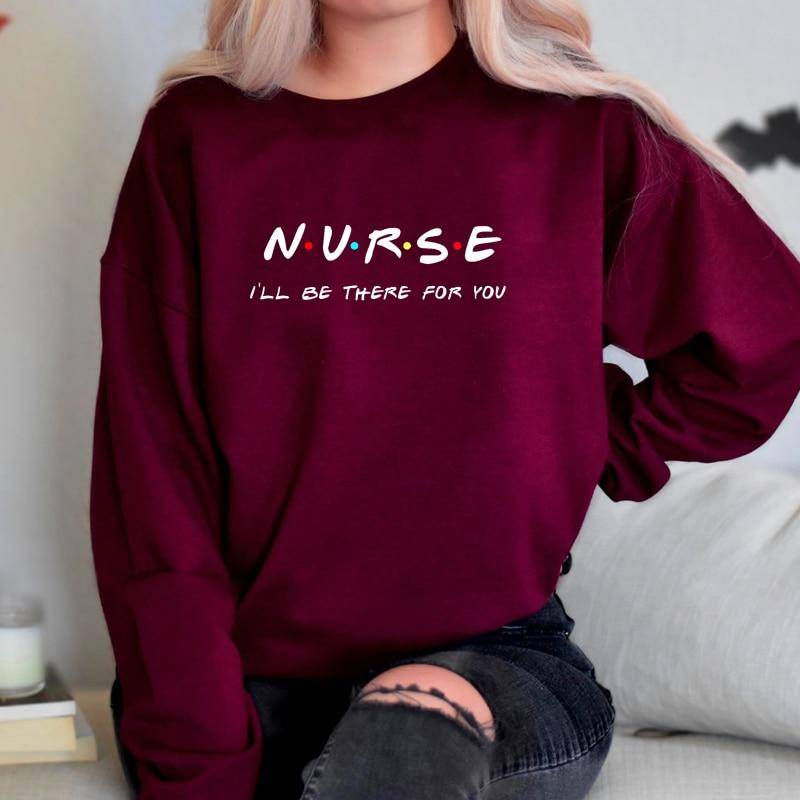 Krankenschwester Ich werde für Sie da sein Freunde Tv Zeigt Frauen Sweatshirt Langarm O Neck Hoodies Weibliche Mode Kleidung Dropshipping 3XL bordeaux von Joom DACH