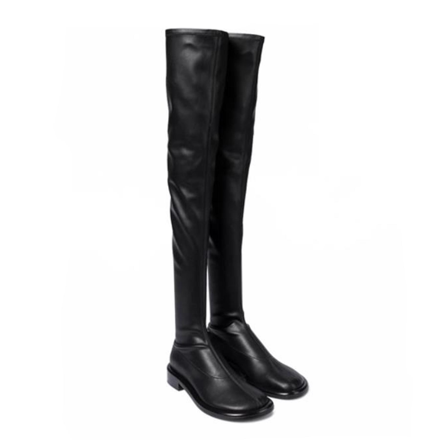 Krazing Pot Mikrofaser Herbst Winter Schuhe Dicke Niedrige Absätze Große Größe 45 Größe 44 Stiefelschäfte Damen Warm halten Overknee-Stiefel 44 von Joom DACH