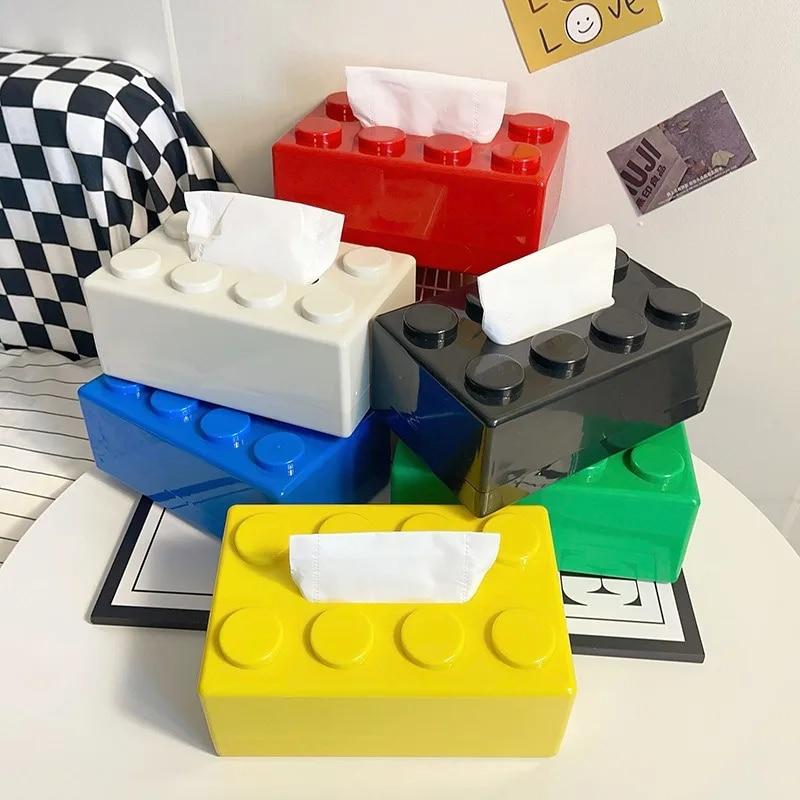 Kreative Bausteine ​​Form Tissue Box Papier Halter Badezimmer Gesicht Handtuch Box Organizer blau von Joom DACH