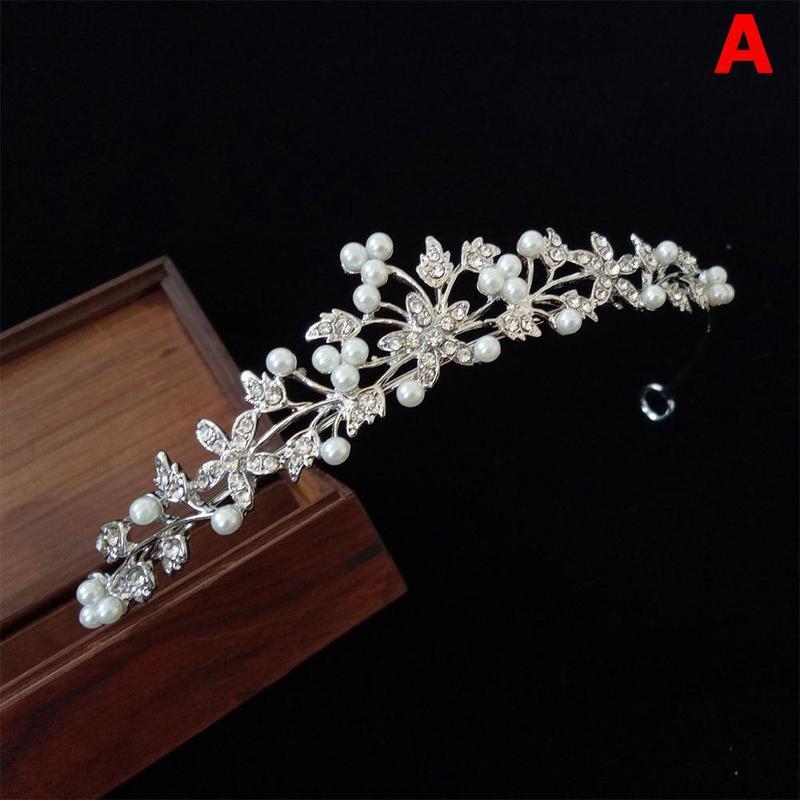 Kreative Haarschmuck Braut Perle Krone Haar Diamant Haarschmuck Legierung Strass Prinzessin Geburtstag Krone Hochzeit Tiara Branco-como mostra von Joom DACH