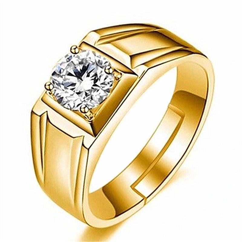 Kreative Handdekoration Vergoldeter Herren-Zirkoniumring Business-Herrenring Mode Luxus-Ehering mit Zirkoniumring von Joom DACH