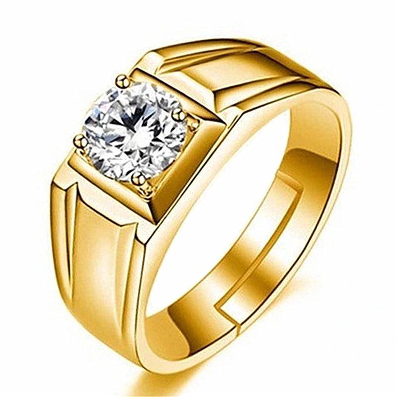 Kreative Handdekoration Vergoldeter Herren-Zirkoniumring Business-Herrenring Mode Luxus-Ehering mit Zirkoniumring von Joom DACH