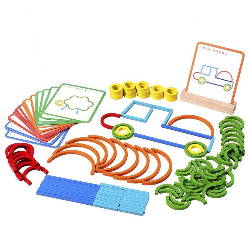 Kreative Holzstäbe und Ringe Puzzle Intelligenzspiel Montessori Frühe Kindheit Lernspielzeug für Kinder 3 Jahre alt von Joom DACH