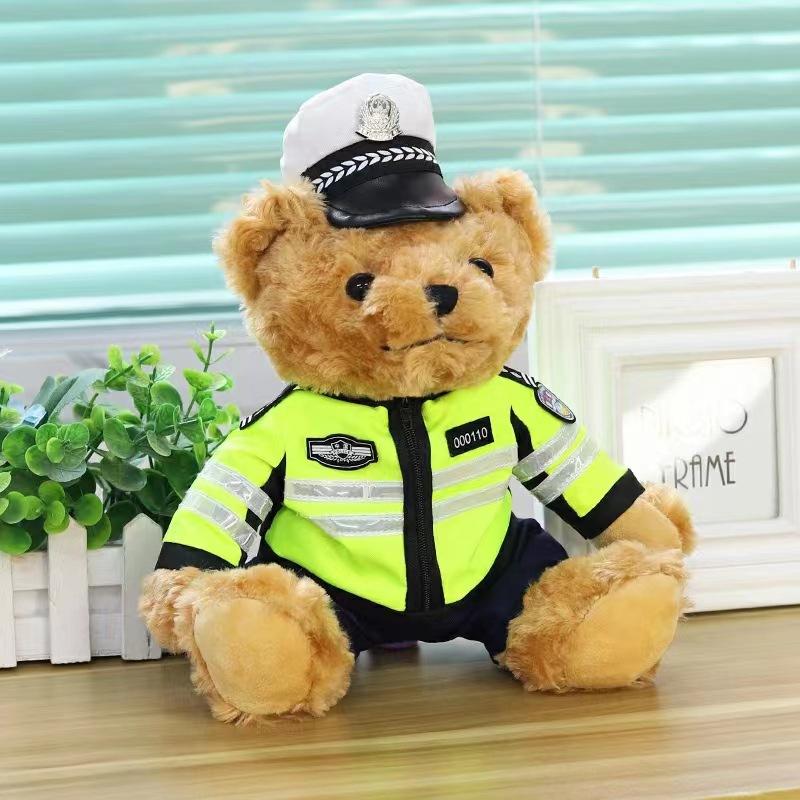 Kreative Verkehrspolizei Bärenpuppe Plüschtier Polizei Bär Internet-Berühmtheit Lokomotivbär Eisensport Teddybär Puppe Geschenk 25cm von Joom DACH