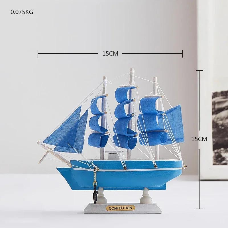 Kreative hölzerne Piratenschiff-Statue im europäischen Stil, Segel-Schreibtisch, Büro, Zuhause, Inneneinrichtung, blau, Kunsthandwerk, Ornamente, Dekoration, Geschenke von Joom DACH