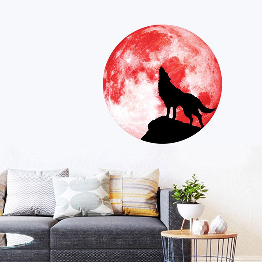 Kreative leuchtende Mond-Wandaufkleber, Halloween-Dekoration, Aufkleber, leuchtender Wolf M rot von Joom DACH