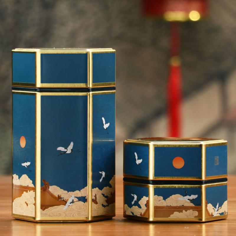 Kreative sechseckige Teekanne Blechdose Chinesischer Weißblech-Teevorratsbehälter Kleine versiegelte tragbare Teebox Leere Dose Teeservice-Zubehör von Joom DACH
