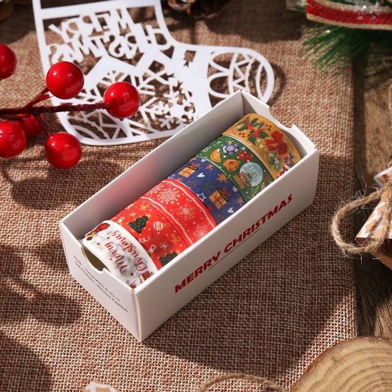 Kreatives Weihnachts-Washi-Tape-Set - 6 Rollen Cartoon-DIY-Spitze für Journale und Dekorationen von Joom DACH