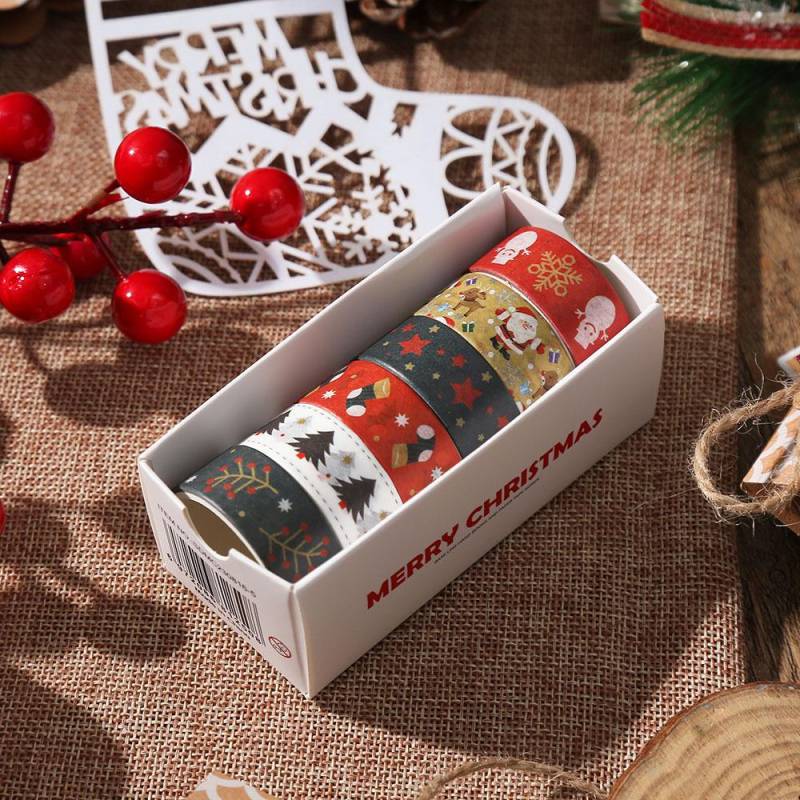 Kreatives Weihnachts-Washi-Tape-Set - 6 Rollen Cartoon-DIY-Spitze für Journale und Dekorationen von Joom DACH