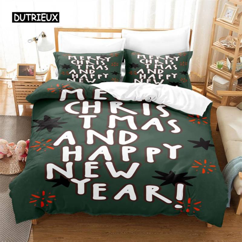 Kreatives Weihnachtsbettwäscheset Bettbezugset 3D-Bettwäsche Digitaldruck Bettwäsche Queen-Size-Bettwäscheset Modedesign EU single(135x200cm) von Joom DACH