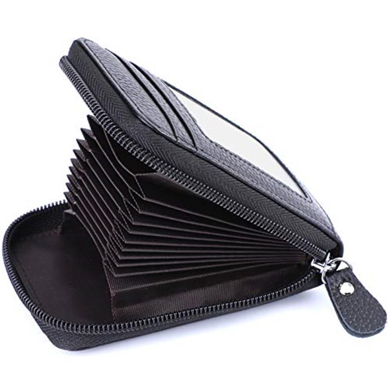 Kreditkartenetui mit Reißverschluss aus echtem Leder mit RFID-Kreditkartenhalter schwarz von Joom DACH
