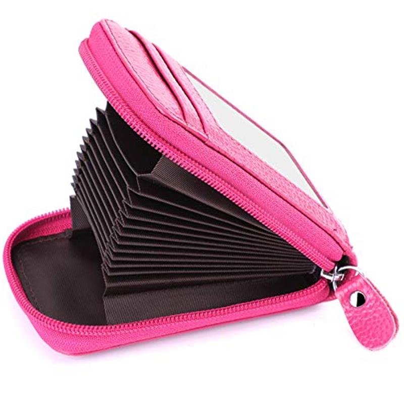 Kreditkartenetui mit Reißverschluss aus echtem Leder mit RFID-Kreditkartenhalter von Joom DACH