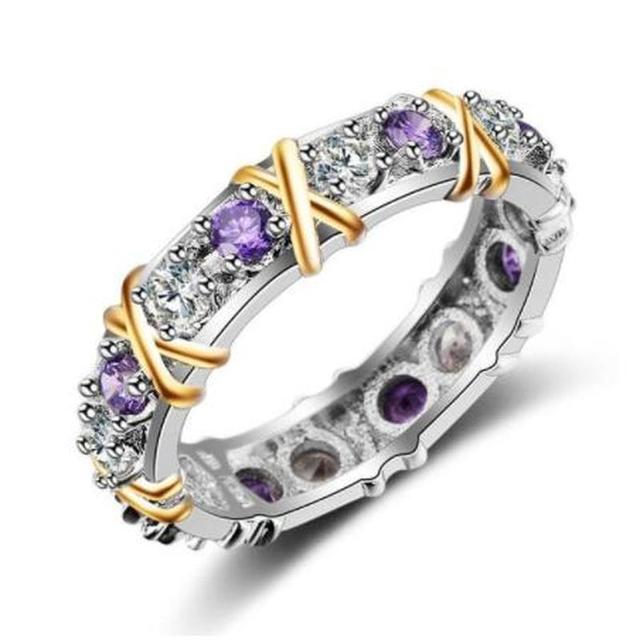Kreuz 10k Gold 4mm Labor Diamant Ring Sterling Silber, Verlobung, Hochzeit Band Ringe Für Frauen Männer Party Dropshipping Schmuck 12 violett von Joom DACH