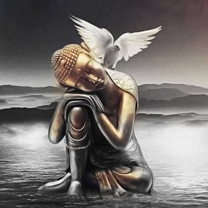 Kreuzstich-Set, DIY-Diamant-Stickerei, Buddha-Statue, Diamant-Gemälde, Mosaik, Heimdekoration 30X30CM von Joom DACH