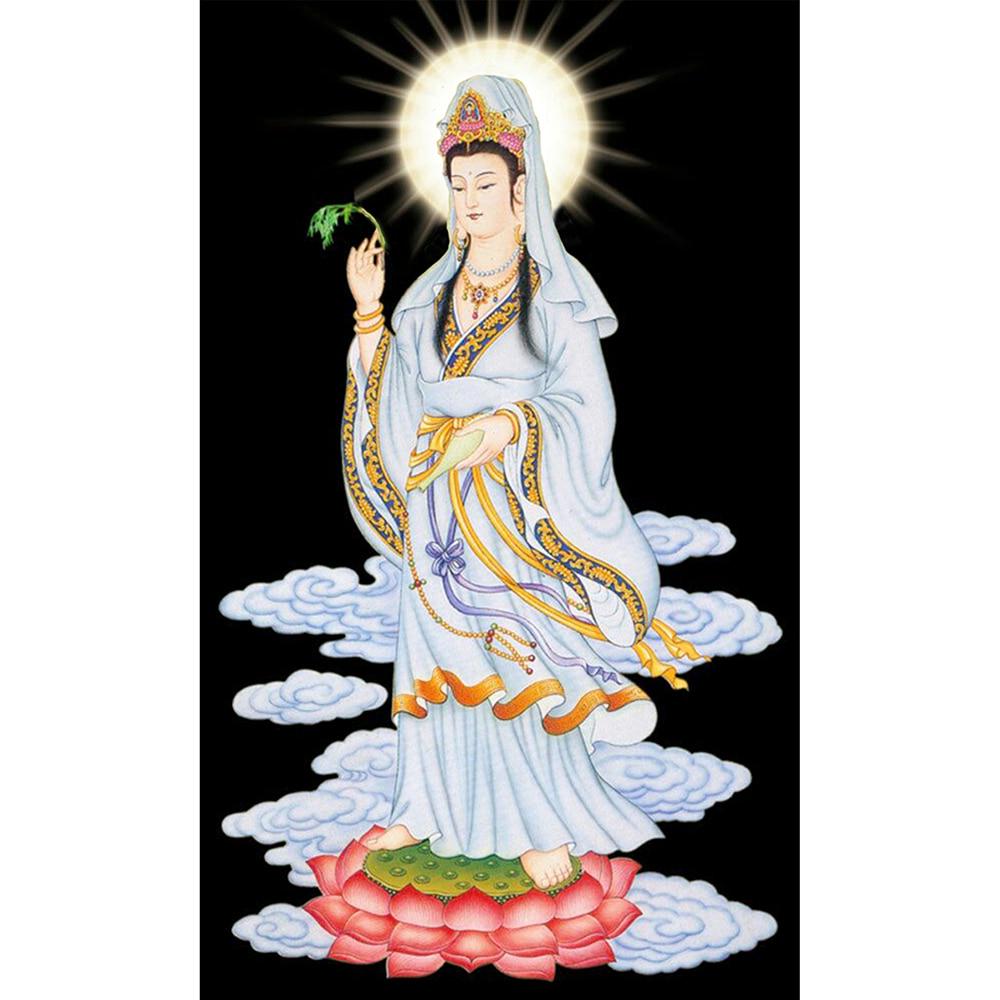 Kreuzstich-Set, DIY-Diamant-Stickerei, Guanyin-Bodhisattva, Diamant-Gemälde, Mosaik, Heimdekoration 20X30CM von Joom DACH