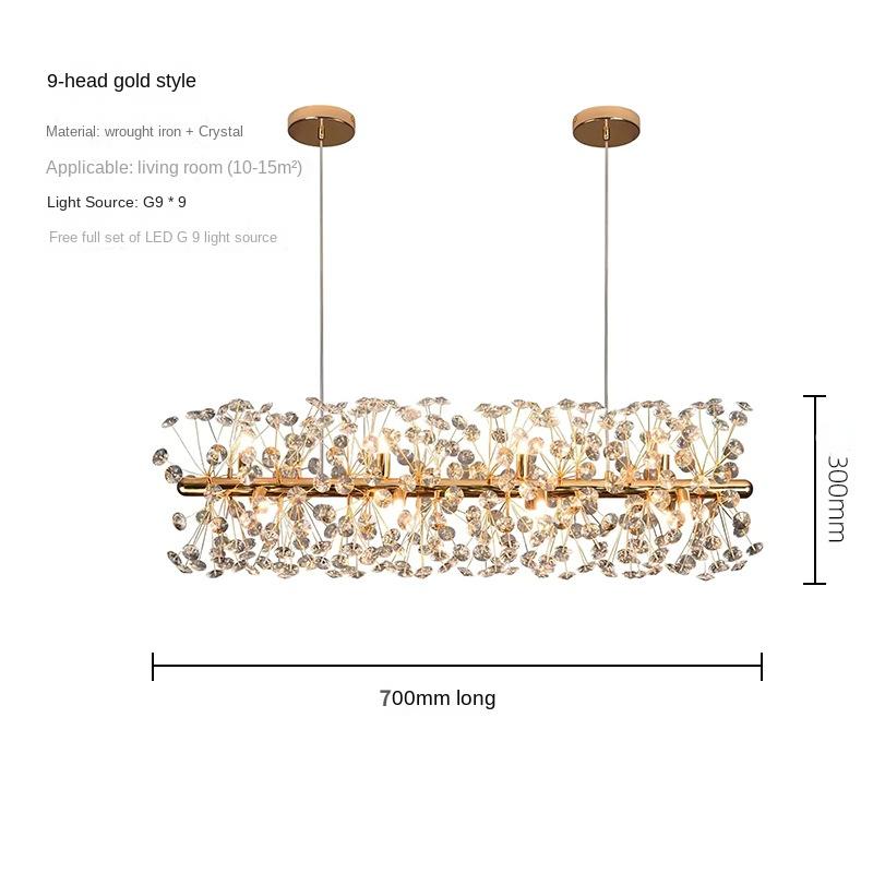 Kristall Kronleuchter Wohnzimmer Licht Luxus Net Rot Master Schlafzimmer Esszimmer Kristall Lampe Einfache Designer Löwenzahn Kreative Beleuchtung Diameter70cm-9 head light von Joom DACH