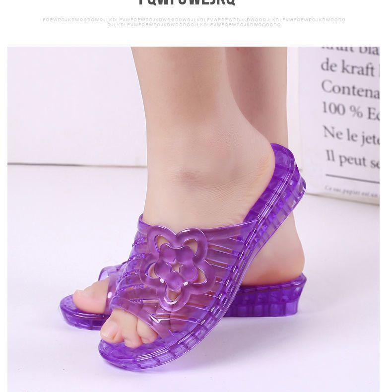 Kristall Plastik Transparent Mittelhoch Damen Hausschuhe Damen Plus Groß Gelee Farbig Keilabsatz Sandalen Zuhause Badezimmer Anti-Rutsch 42 von Joom DACH