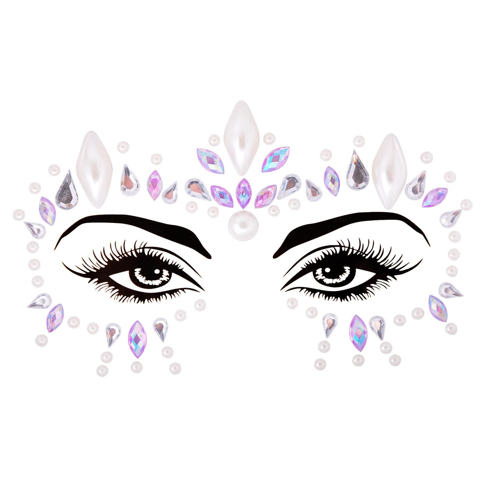 Kristall Tattoo Aufkleber Glitter Eyeliner Augenbrauen Make-Up Gesicht Augen Diamant Temporäre Tattoo Rock Strass 3D Eyeliner Aufkleber von Joom DACH