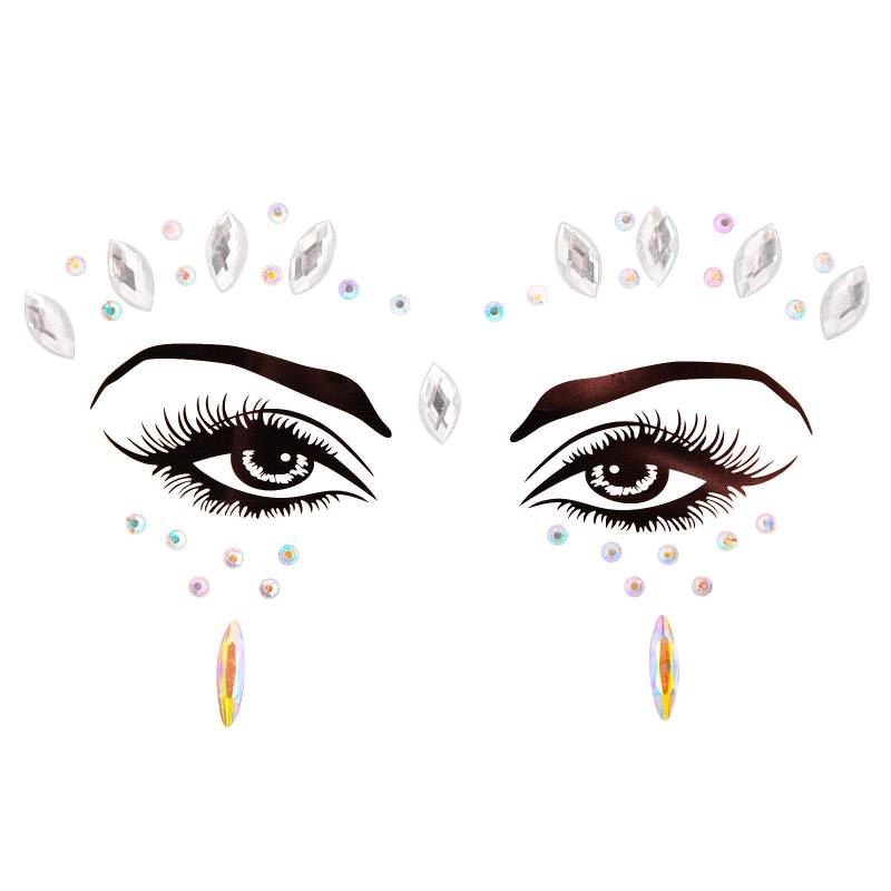 Kristall Tattoo Aufkleber Glitter Eyeliner Augenbrauen Make-Up Gesicht Augen Diamant Temporäre Tattoo Rock Strass 3D Eyeliner Aufkleber von Joom DACH