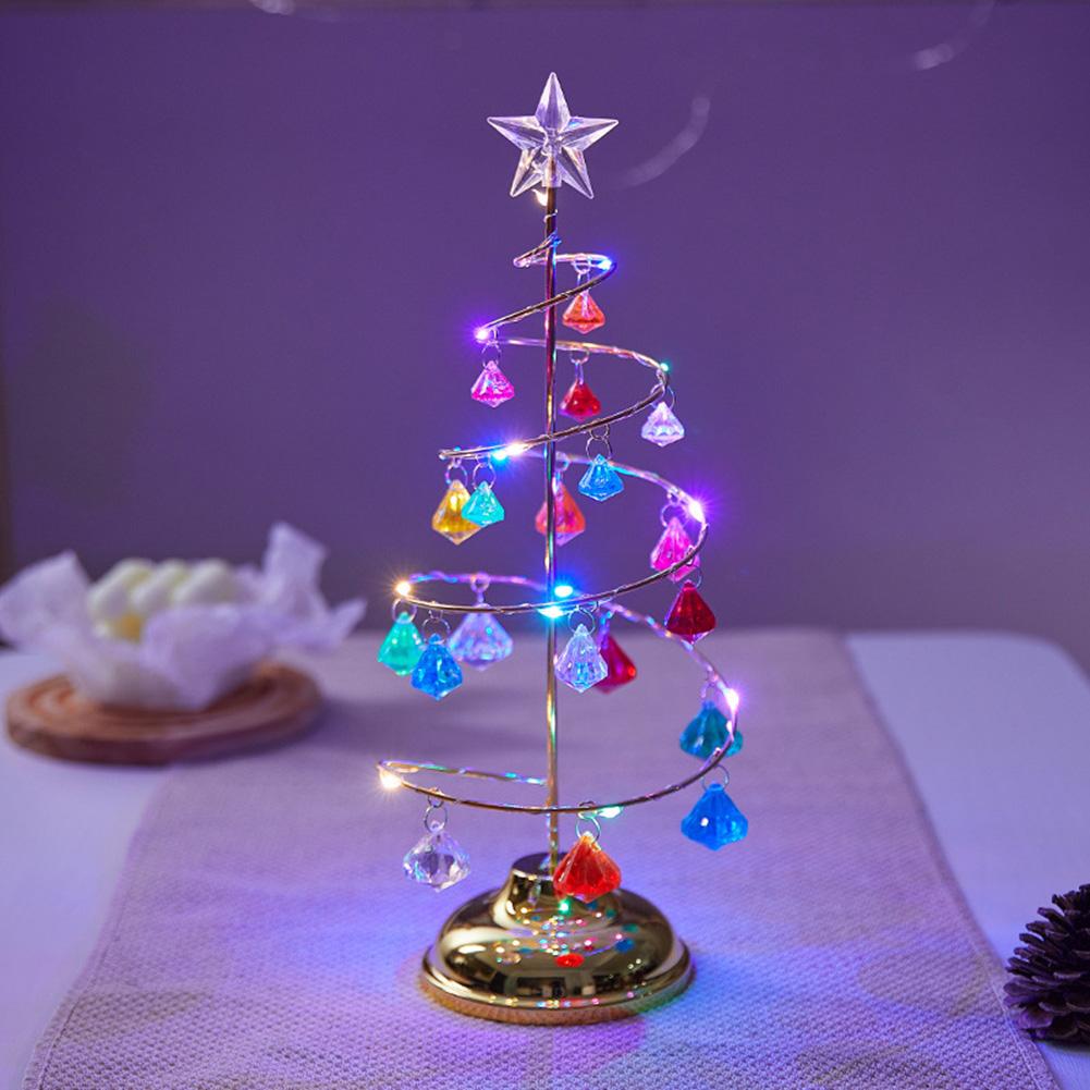 Kristall Weihnachtsbaum Nachtlicht Weihnachtsgeschenk Ornament Tischlampe Kristall Schreibtischdeko Licht Schlafzimmer Wohnzimmer Weihnachtslichter L bunt von Joom DACH