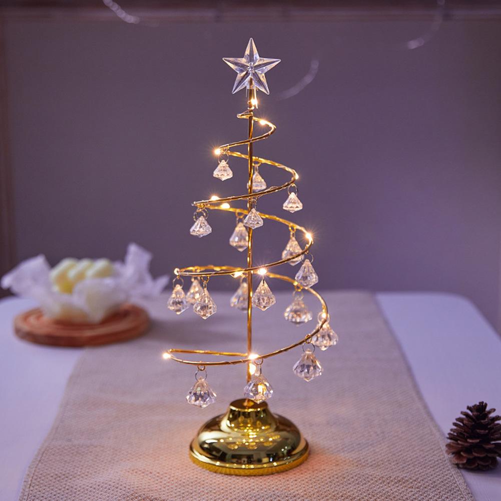 Kristall Weihnachtsbaum Nachtlicht Weihnachtsgeschenk Ornament Tischlampe Kristall Schreibtischdeko Licht Schlafzimmer Wohnzimmer Weihnachtslichter L gold von Joom DACH