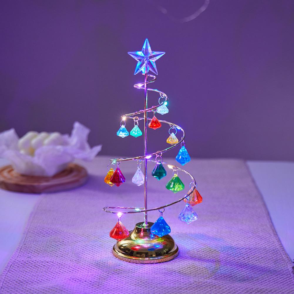 Kristall Weihnachtsbaum Nachtlicht Weihnachtsgeschenk Ornament Tischlampe Kristall Schreibtischdeko Licht Schlafzimmer Wohnzimmer Weihnachtslichter M bunt von Joom DACH