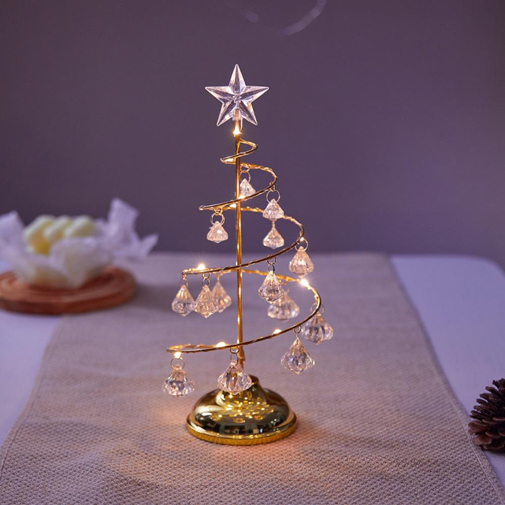 Kristall Weihnachtsbaum Nachtlicht Weihnachtsgeschenk Ornament Tischlampe Kristall Schreibtischdeko Licht Schlafzimmer Wohnzimmer Weihnachtslichter M gold von Joom DACH