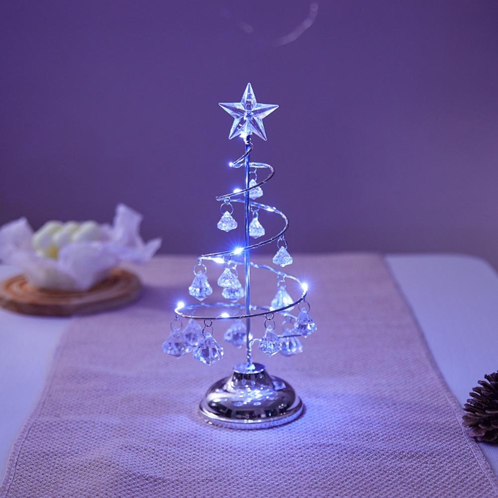 Kristall Weihnachtsbaum Nachtlicht Weihnachtsgeschenk Ornament Tischlampe Kristall Schreibtischdeko Licht Schlafzimmer Wohnzimmer Weihnachtslichter M silber von Joom DACH