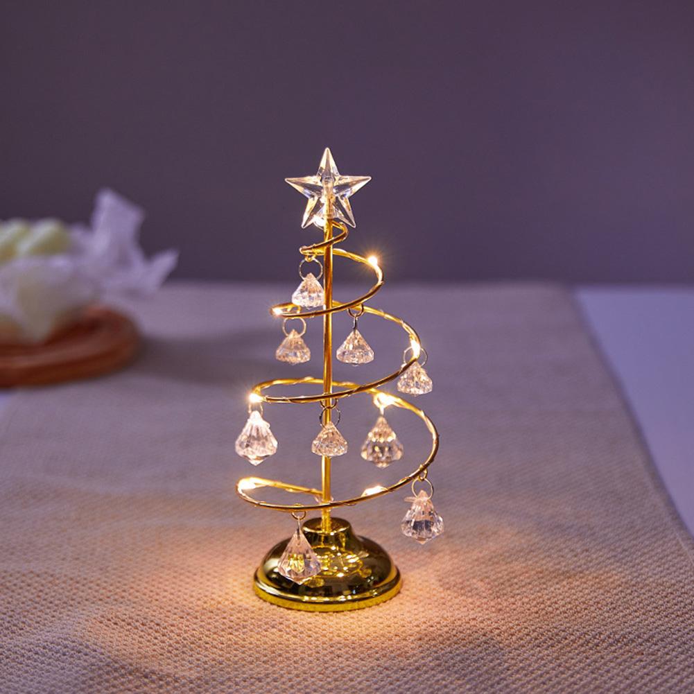 Kristall Weihnachtsbaum Nachtlicht Weihnachtsgeschenk Ornament Tischlampe Kristall Schreibtischdeko Licht Schlafzimmer Wohnzimmer Weihnachtslichter S gold von Joom DACH
