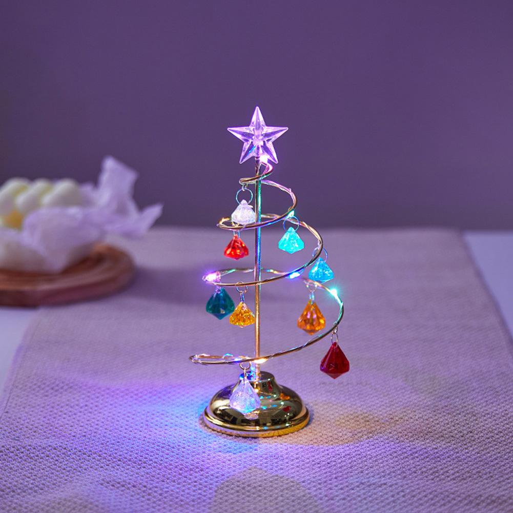Kristall Weihnachtsbaum Nachtlicht Weihnachtsgeschenk Ornament Tischlampe Kristall Schreibtischdeko Licht Schlafzimmer Wohnzimmer Weihnachtslichter S bunt von Joom DACH